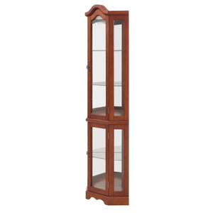 Corner Curio Cabinet With Lights, Adjustable Shelves, Mirrored Back - Walnut