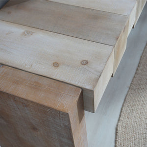 Modern Rustic Console Table - 71" Entryway Table with Sculpted Block Design