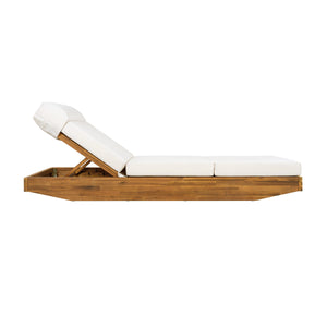 Modern Acacia Wood Outdoor Chaise Lounge