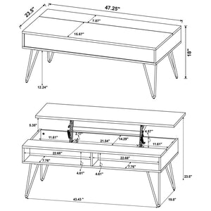 Amara - Lift Top Coffee Table With Hidden Storage - Oak