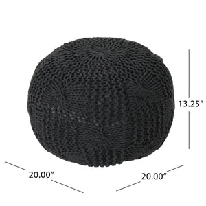 Bordeaux Knitted Cotton Round Pouf