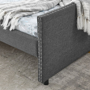 Upholstered Tufted Daybed With 2 Drawers, Waved Arms