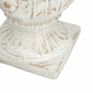 9.4x9.4x10.6' Decorative White Urn Planter with Distressed White Finish and Gold Accents