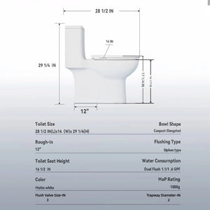 1.1/1.6 GPF Tornado Flush One-Piece Toilet with Comfort Chair Seat ADA Height 17"
