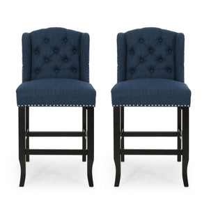 Vienna Fabric Tufted Counter Stool With Nailhead Accents (Set of 2)