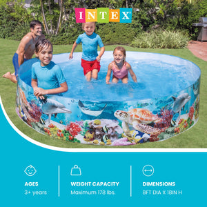 Intex Deep Sea Blue 8ft x 18in SnapSet Instant Above Ground Swimming Kiddie Pool