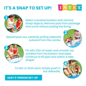 Intex Deep Sea Blue 8ft x 18in SnapSet Instant Above Ground Swimming Kiddie Pool