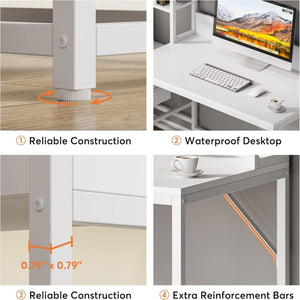 Computer Desk With Hutch, 2 Drawers & Open Shelves