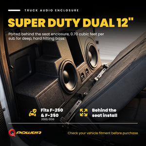 Q Power Dual 12" Ported Sub Enclosure for Ford F-250, F-350 Super Duty 2000-2016