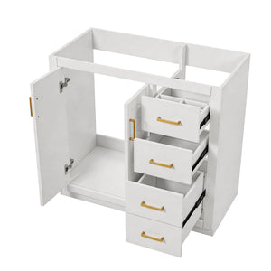 Retro Style Bathroom Vanity, 3 Drawers & Soft Closing Doors