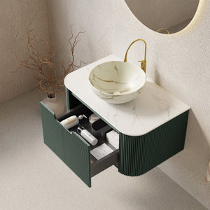 DINA 30" Bathroom Vanity & Sink, Floating Curved Edges