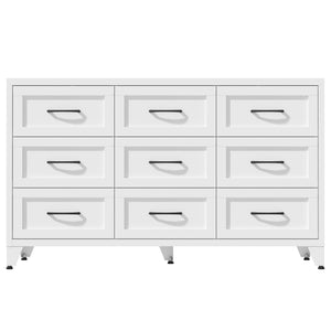 9 Drawer White Metal Dresser with Quiet-Glide Rails