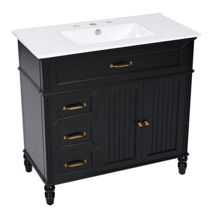 Bathroom Vanity With Sink, Freestanding Cabinet & Drawers