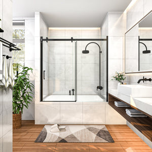 Mod Semi-Frameless Sliding Bathtub Door in Matte Black