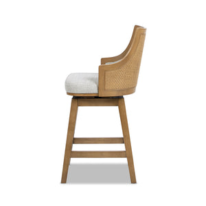 Bahama 26" Cane Rattan High-Back Swivel Counter Stool with Recessed Arms