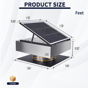 12" Stainless Steel Solar Roof Vent Fan, 40W Tilt Adjustable Solar Panel