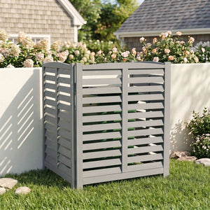 3 Panel Outdoor Wooden Air Conditioner Fence