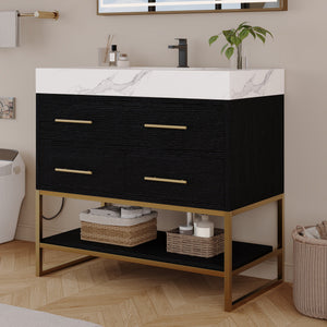 36" Artificial Stone Bathroom Vanity with Ceramic Sink