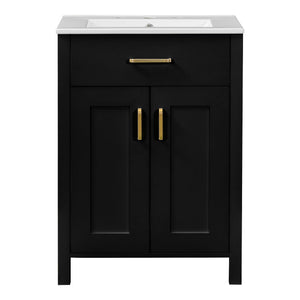 Modern Bathroom Vanity With Ceramic Sink, Soft-Close Doors, Flip Drawer, U-Shaped Shelves, Elegant Storage Solution