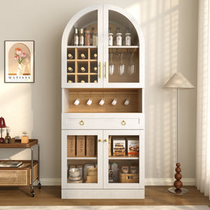 70" Tall Arched Bar Cabinet