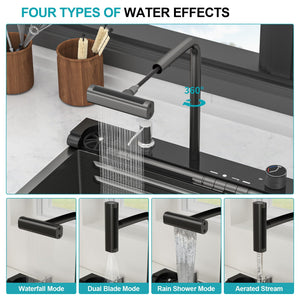 30" Single Bowl Kitchen Sink With Smart LED Faucet