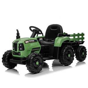 Ride On Tractor with Trailer, 24V Powered Electric Toy for Kids