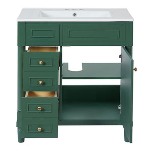 Bathroom Vanity With Sink, Freestanding Storage Cabinet & 2 Drawers And Soft Closing Door, Solid Legs, Frame, Basin,