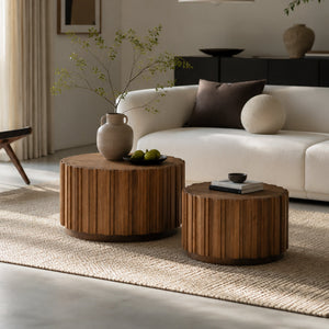 19.7" + 27.5" Round Nesting Coffee Table Set of 2
