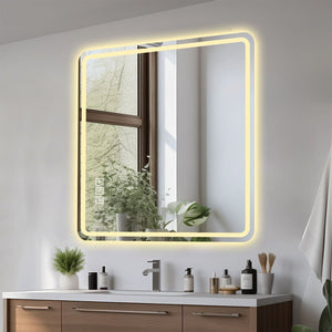 LED Bathroom Mirror with Anti-Fog, Rust Resistance, and Tri-Color Lighting