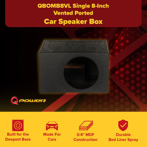 QPower QBOMB8VL Single 8 Inch Vented Ported Car Subwoofer Sub Box Enclosure
