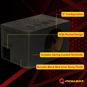 QPower QBOMB8VL Single 8 Inch Vented Ported Car Subwoofer Sub Box Enclosure