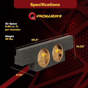 QPower Dual 10" Sub Box for Chevy Silverado 1500, GMC Sierra 1500 HD 04-06