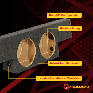 QPower Dual 10" Sub Box for Chevy Silverado 1500, GMC Sierra 1500 HD 04-06