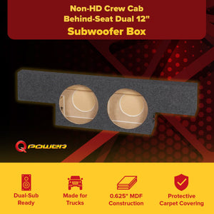 QPower Dual 12" Sub Box for Chevy Silverado 1500, GMC Sierra 1500 HD 04-06