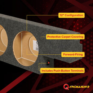 QPower Dual 12" Sub Box for Chevy Silverado 1500, GMC Sierra 1500 HD 04-06