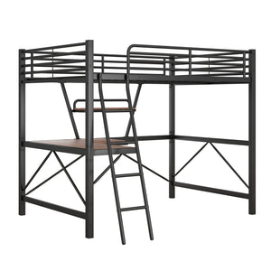 Loft Bed With Desk And Shelf, Modern Design