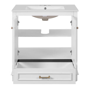 Bathroom Vanity With Sink, Cabinet & 2 Soft Closing Doors & Adjustable Shelf