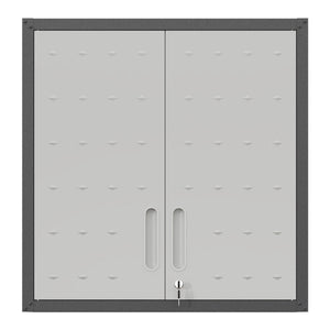 Metal Wall Mounted Tool Storage Cabinet With 2 Locking Doors, Adjustable Shelf, And Drawer