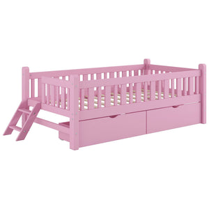 Platform Bed With Guardrail And 2 Drawers