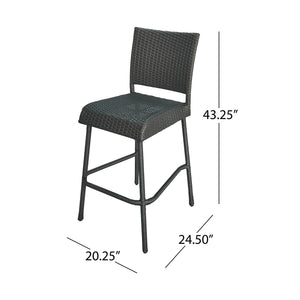29" Outdoors PE Rattan Armless Barstools, Set of 2