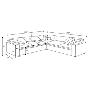 Segoura - 5 Piece Upholstered Modular Sectional With Reclined Back Pillows - Gray