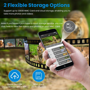 4G 4K 30FPS Solar Trail Camera Outdoor Wildlife Camera Motion Activated IP66 Waterproof with 140¼Viewing Angle No Glow Night Vision SIM Card APP Contr
