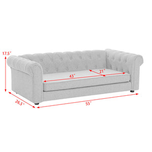 Elegant Rectangular Pet Bed for Big and Oversized Dogs - Dark Blue
