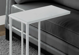 Accent Table, C-Shaped with Tempered Glass - Contemporary & Modern