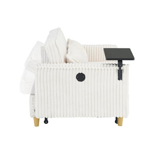 Pull Out Sofa With Movable Tabletop And USB Ports