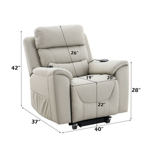Marsha - Power Recliner With Lift & Massage - Light Gray