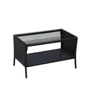 4 PC Rattan Patio Furniture Set Outdoor Cushioned Wicker Sofa