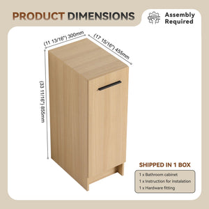Slim Freestanding Bathroom Storage Cabinet - Light Oak