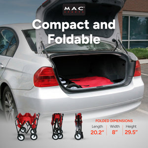 Mac Sports Collapsible Folding Outdoor Utility Garden Camping Wagon Cart, Red