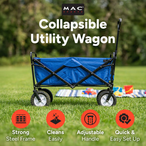 Mac Sports Collapsible Folding Outdoor Utility Garden Camping Wagon Cart, Blue